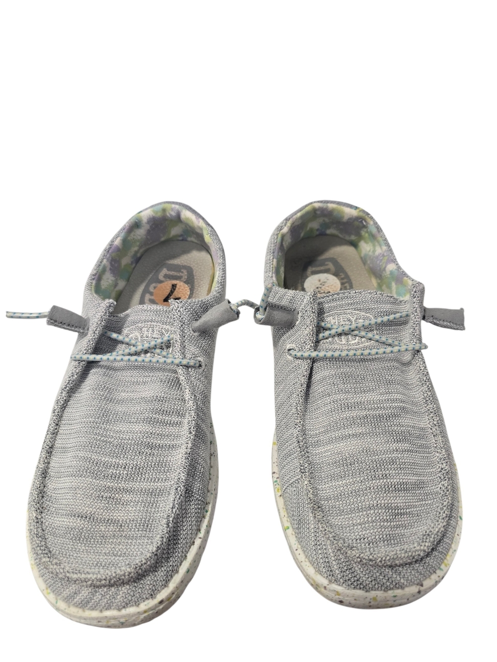 Hey Dude Wendy Light Gray Womens Knit Slip-On Pearl River Loafers Size 7